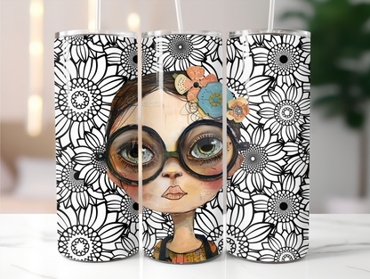 Cute girl, with big eyes and glasses  20oz Tumbler
