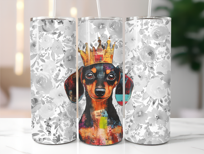 Dachshund with BW floral background 20oz Tumbler