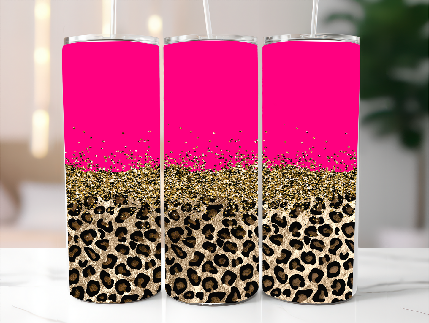 Hot pink and Leo 20oz Tumbler