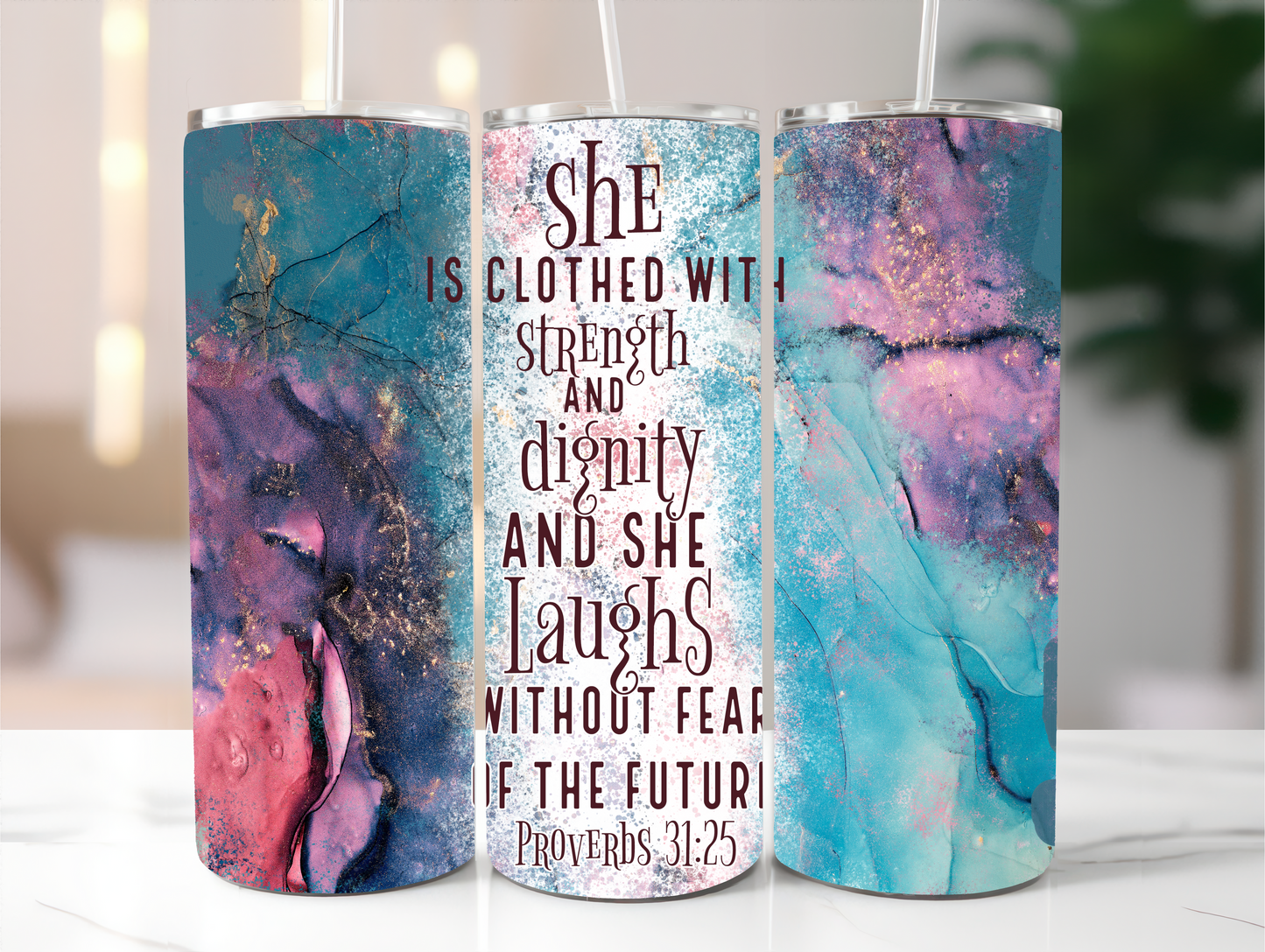She is clothed with strength 20oz Tumbler
