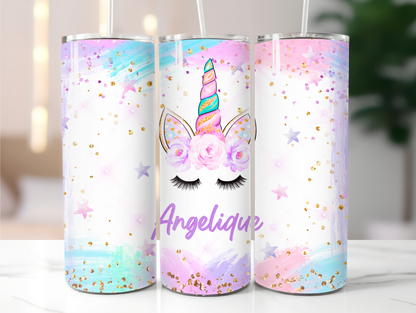 Unicorn face Add your name 20oz Tumbler