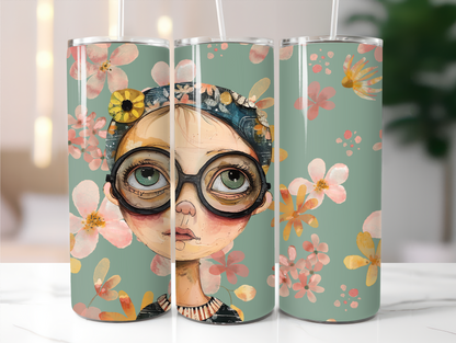Girl with floral background 20oz Tumbler