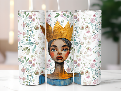 Fierce queen on floral background 20oz Tumbler