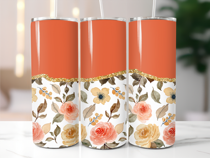 Orange floral 20oz Tumbler