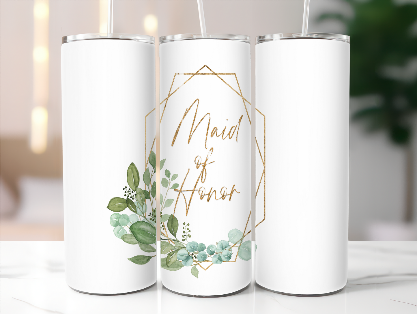Maid of Honor gold and green 20oz Tumbler