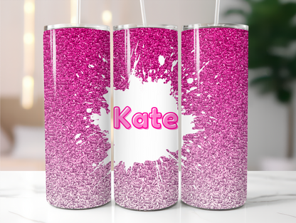Pink glitter Add your name 20oz Tumbler