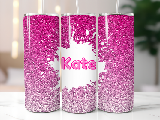 Pink glitter Add your name 20oz Tumbler