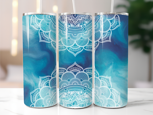 Blue and White Mandala 20oz Tumbler