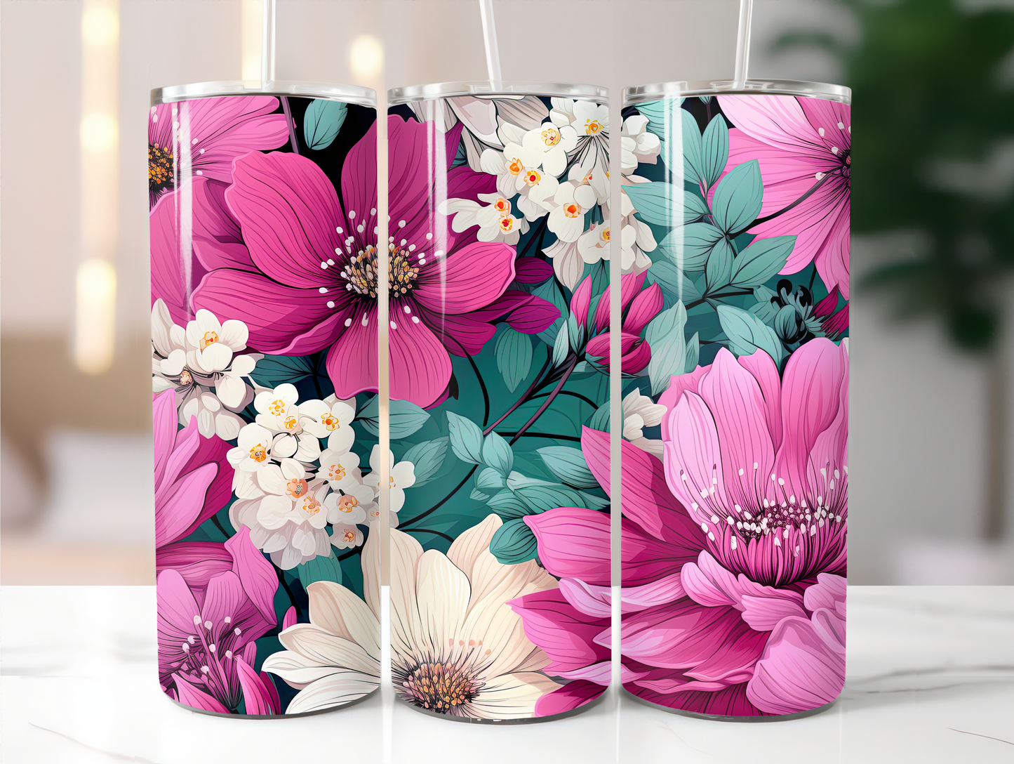 Pink floral 20oz Tumbler