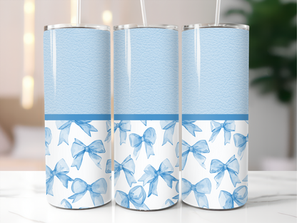 Leather texture and blue bows 20oz Tumbler