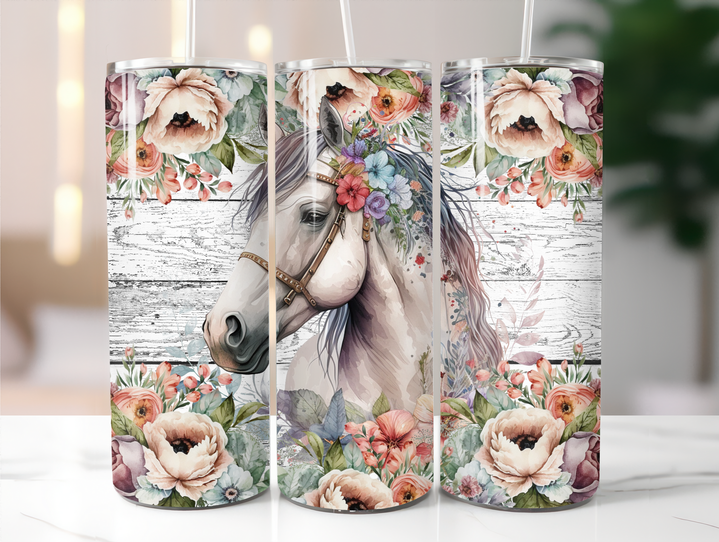 Horse floral 20oz Tumbler