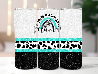 Mama rainbow, black and teal 20oz Tumbler