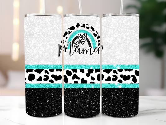Mama rainbow, black and teal 20oz Tumbler