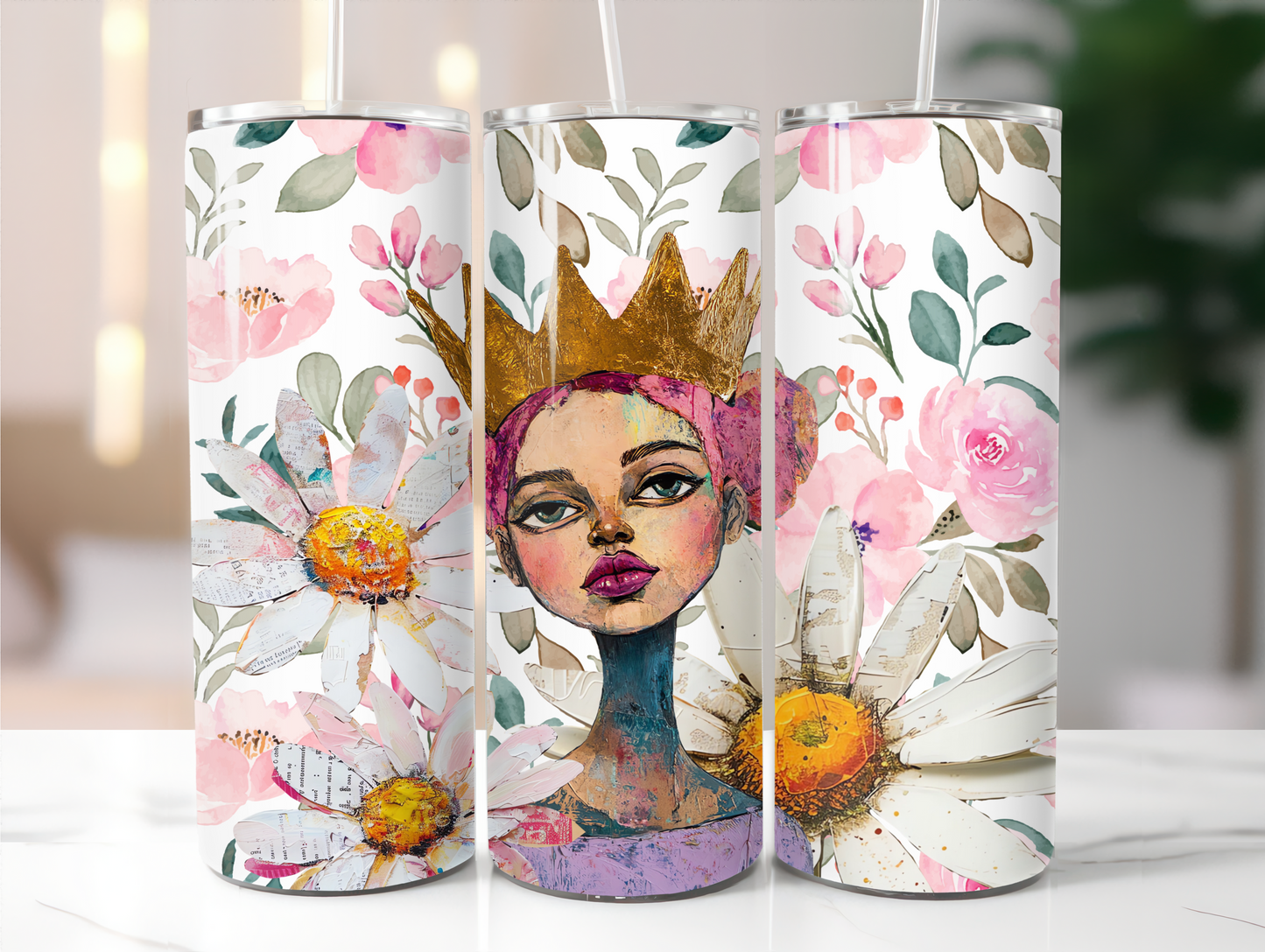 pink hair and daisies 20oz Tumbler