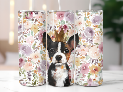 Cute puppy with floral background 20oz Tumbler