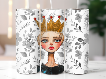 Fierce queen on bw floral background  20oz Tumbler