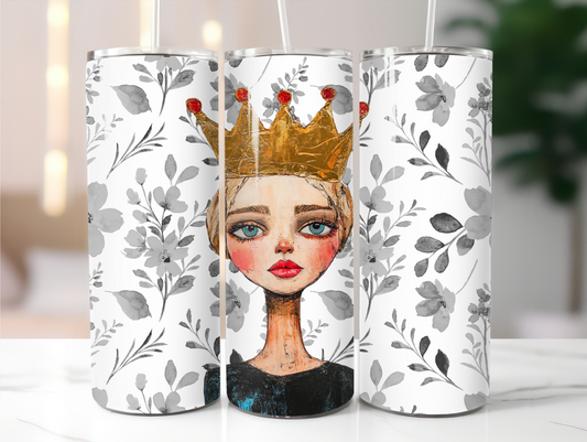 Fierce queen on bw floral background  20oz Tumbler