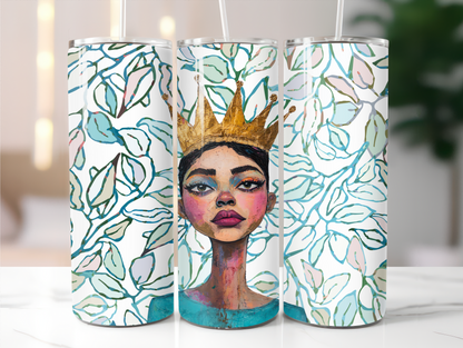 Queen on Blue floral background 20oz Tumbler