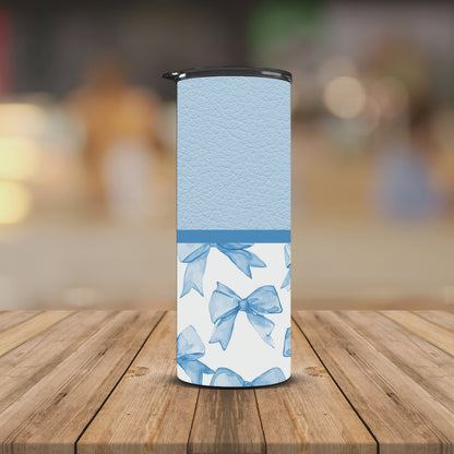 Leather texture and blue bows 20oz Tumbler