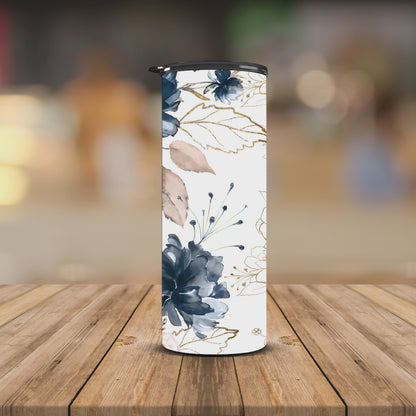 Mom Navy blue floral Add your name 20oz Tumbler