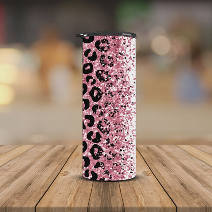 Leo Pink Glitter Add your name 20oz Tumbler