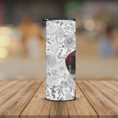 Dachshund with BW floral background 20oz Tumbler