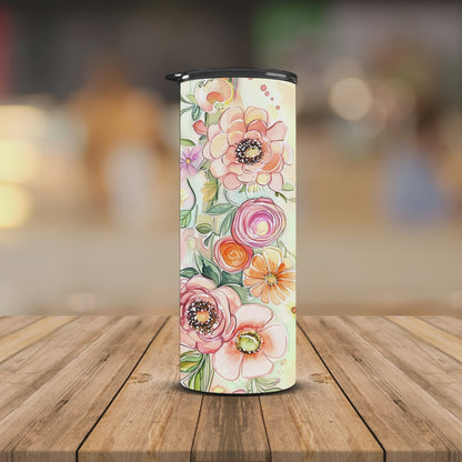 Mom Peach floral Add your name 20oz Tumbler
